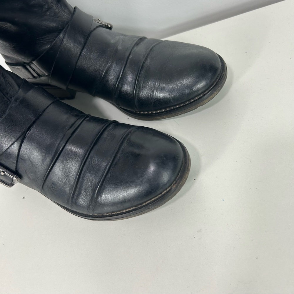 REMONTE black leather moto combat boots - Picture 2 of 11